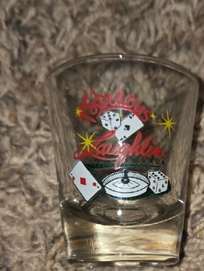 Fabulous Laughlin Nevada Shot Glass - Clear with Red, Yellow and Green Graphics